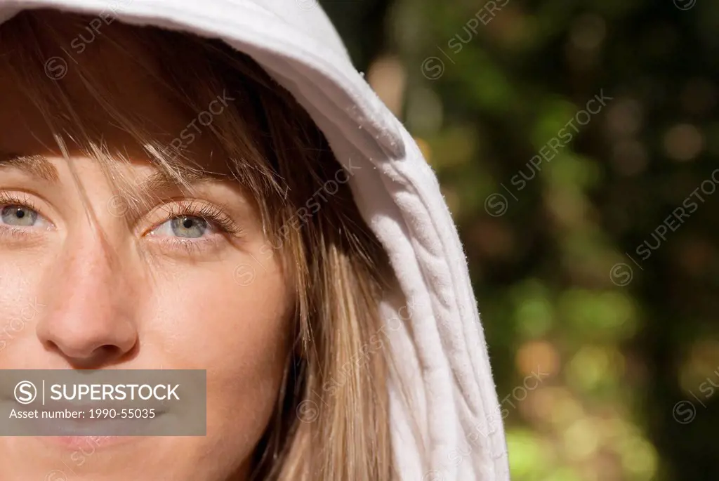 Portrait of a young woman, Vancouver Island, British Columbia, Canada.