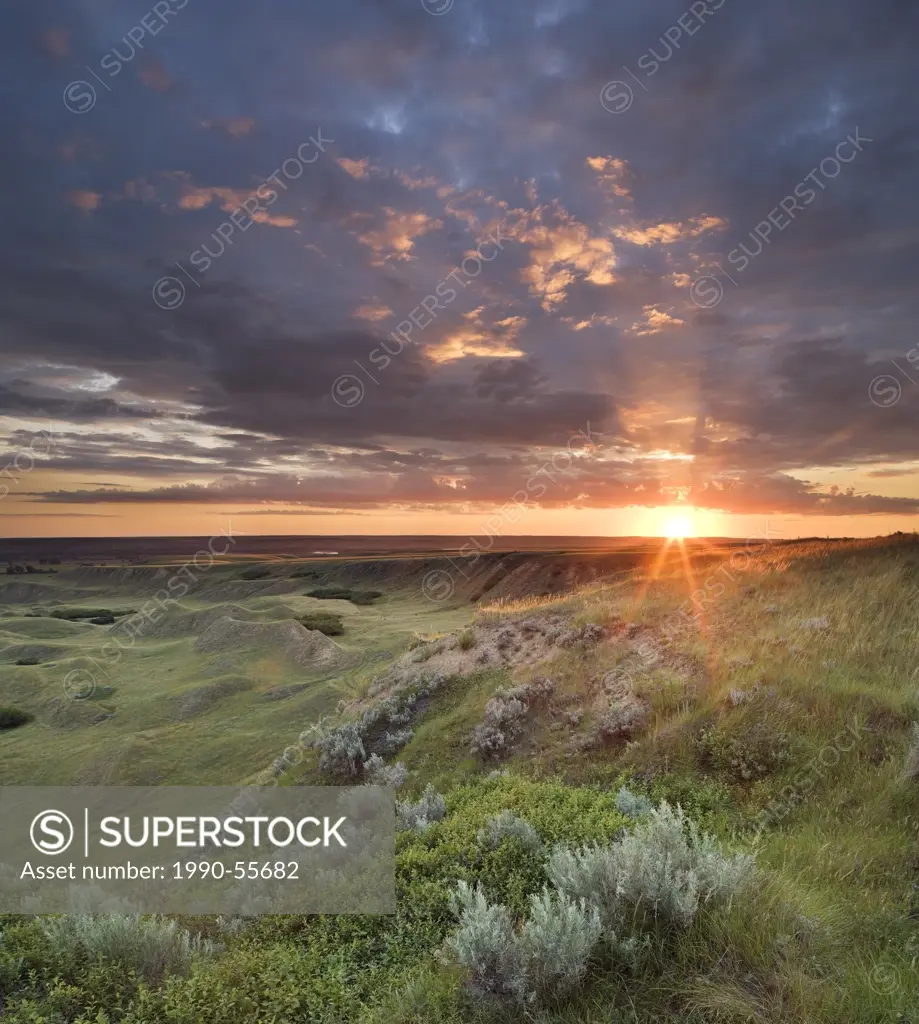 Sunrise at Checkerboard Hill near Leader, Saskatchewan, Canada