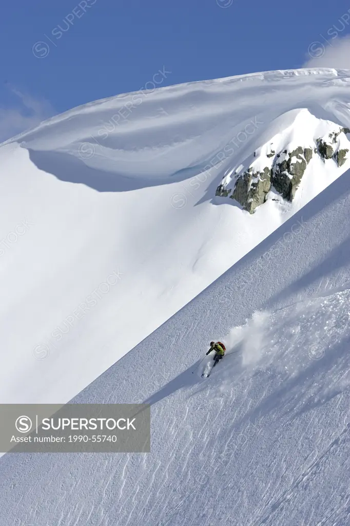 Skier in the backcountry, Whistler, BC, Canada