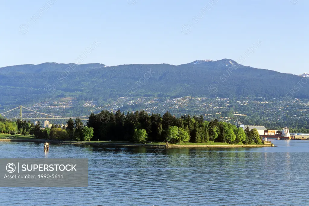 View of Stanley Park National Historic Site from downtown Vancouver, British Columbia, Canada