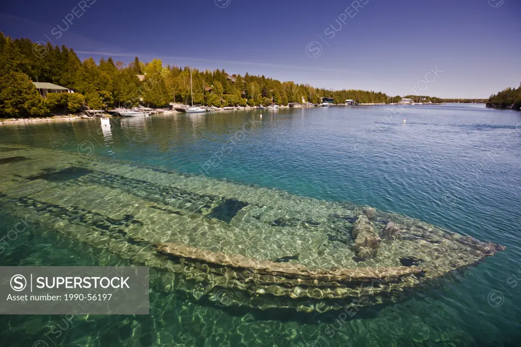 Shipwreck of the Sweepstakes built in 1867 in Big Tub Harbour, Fathom Five National Marine Park, Lake Huron, Ontario, Canada