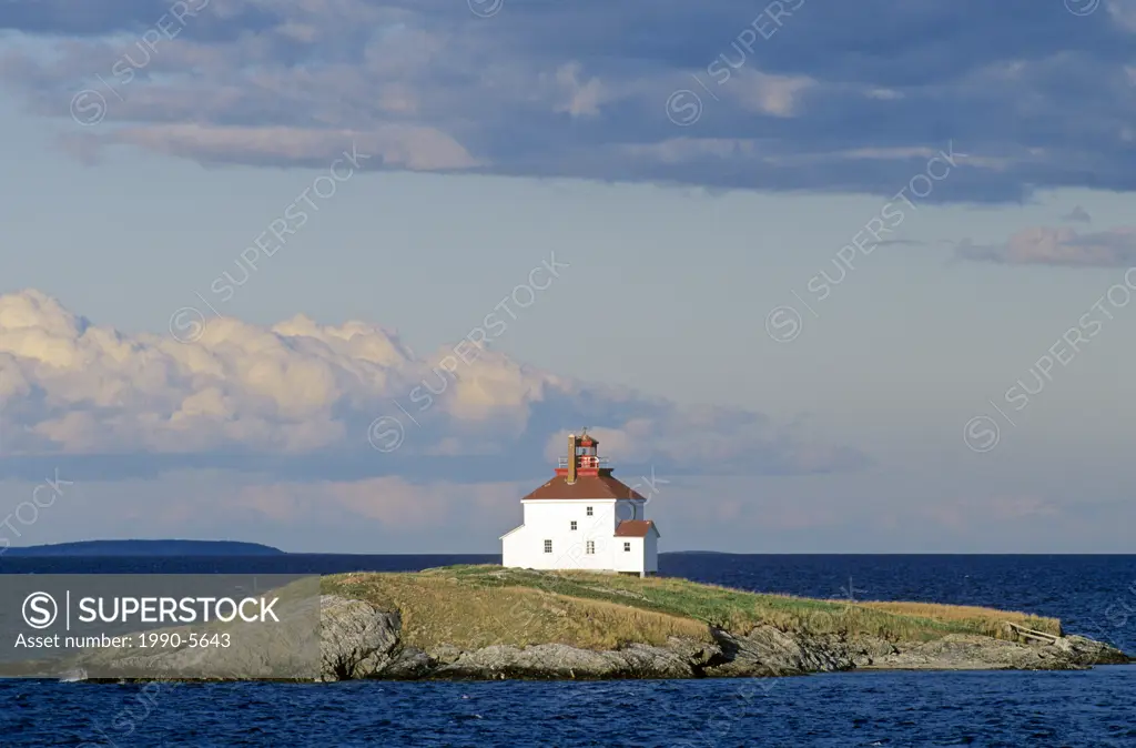 Lighthouse on island located at Queensport Nova Scotia, Canada