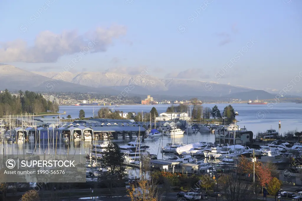 Coal Harbour looking to Mount Seymour, Vancouver, British Columbia, Canada