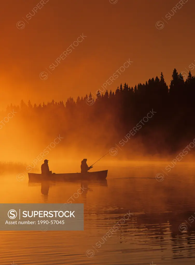 Canoeing and fishing, Whiteshell River, Whiteshell Provincial Park, Manitoba, Canada