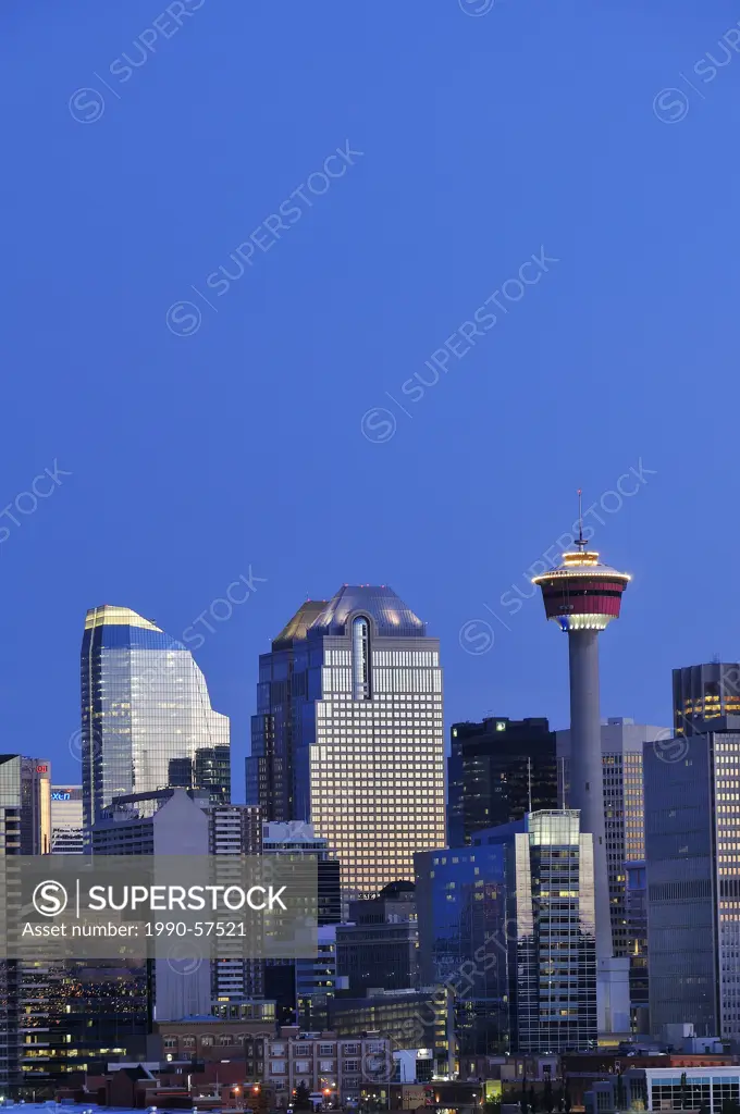Calgary skyline with Calgary tower, Calgary, Alberta, Canada