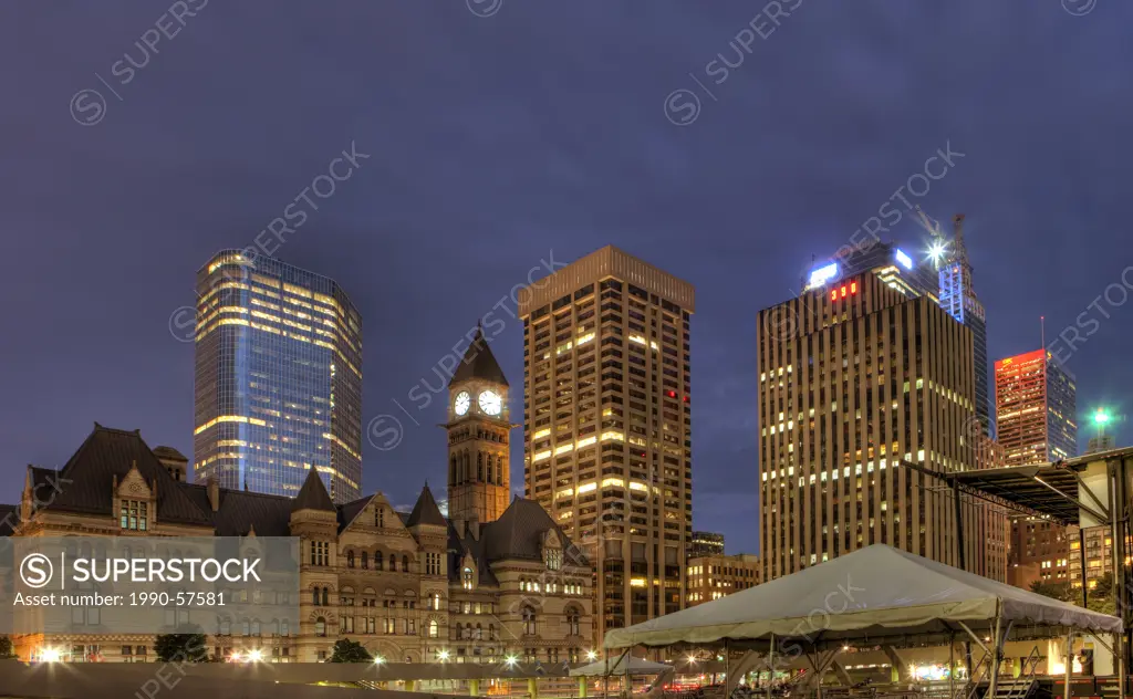 Night, Old City Hall, Downtown Toronto, Ontario, Canada