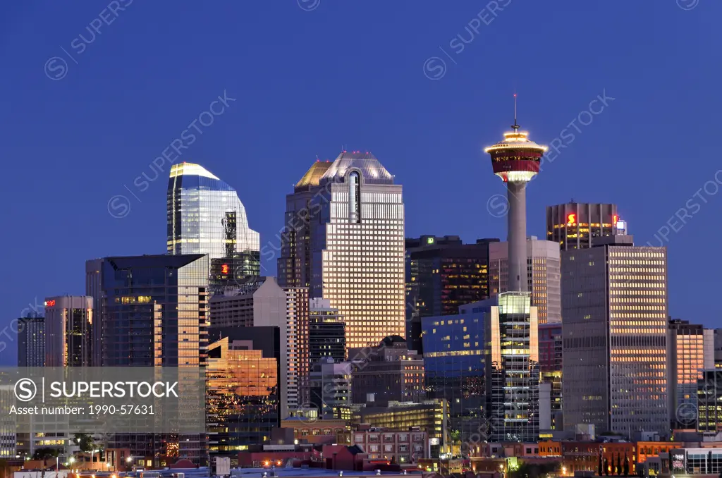 Calgary skyline with Calgary tower, Calgary, Alberta, Canada