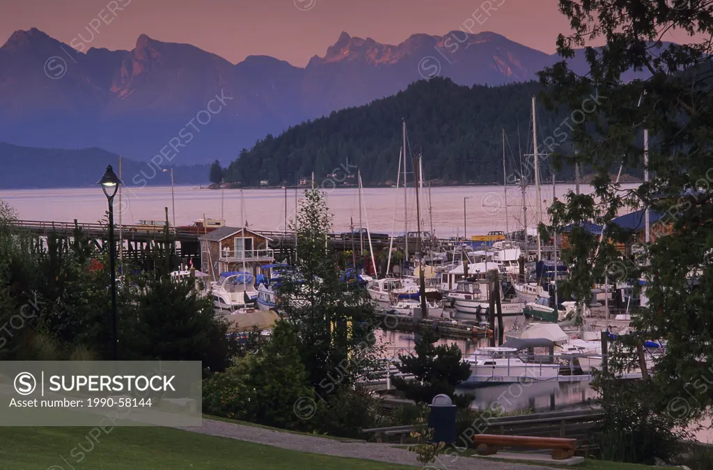 Gibsons Harbour in evening, Sunshine Coast, British Columbia, Canada