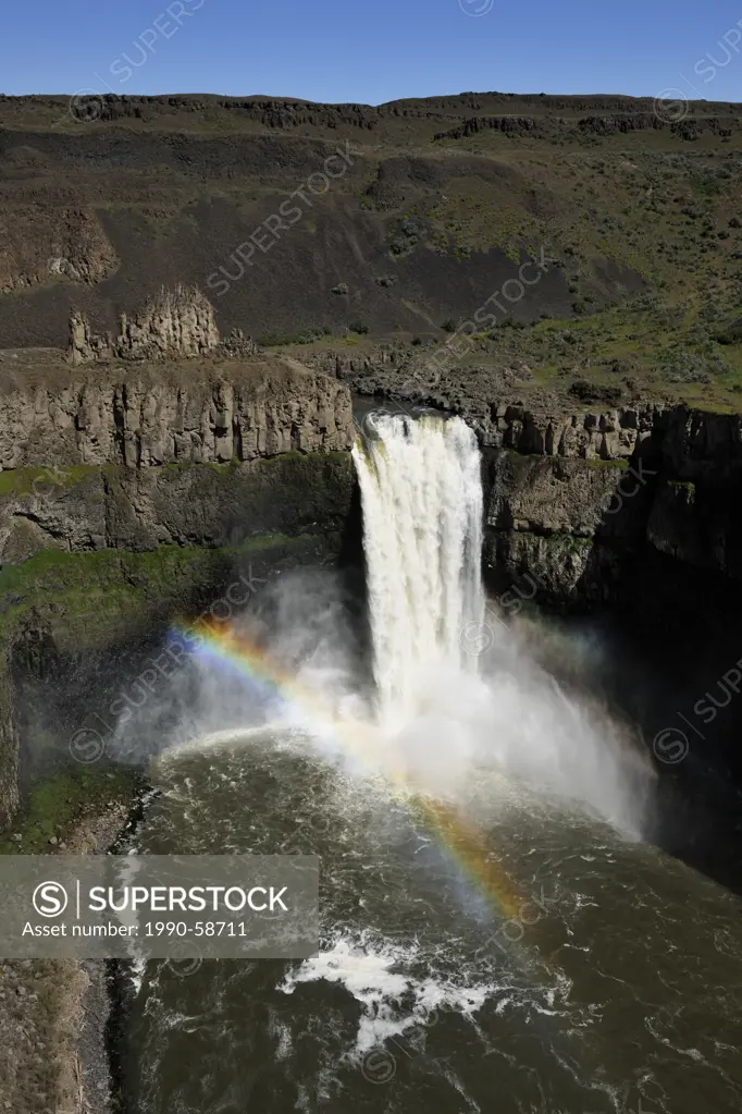 Palouse Falls with rainbow, Palouse, Washington, USA