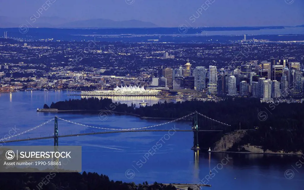 Lions Gate Bridge and Canada Place, Vancouver, British Columbia