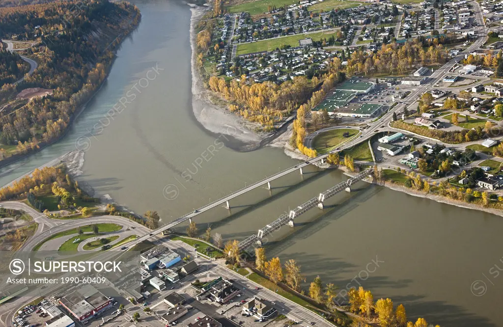 Aerial photo, North Cariboo Region, Fraser River, Quesnel, British Columbia, Canada