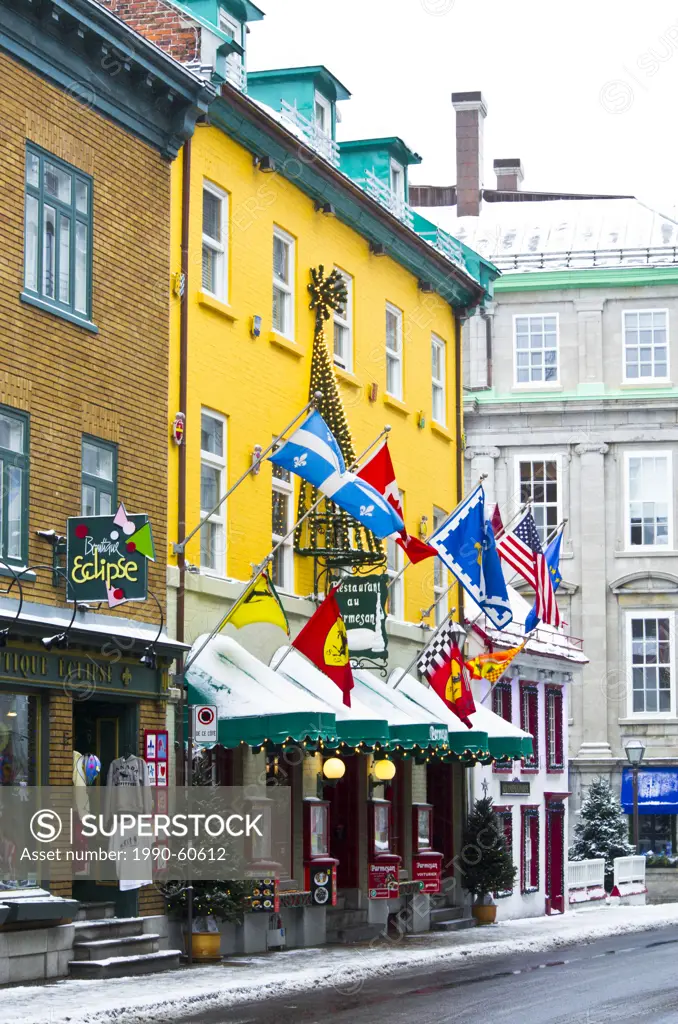 Heritage commercial buildings in the Old Quebec, Canada