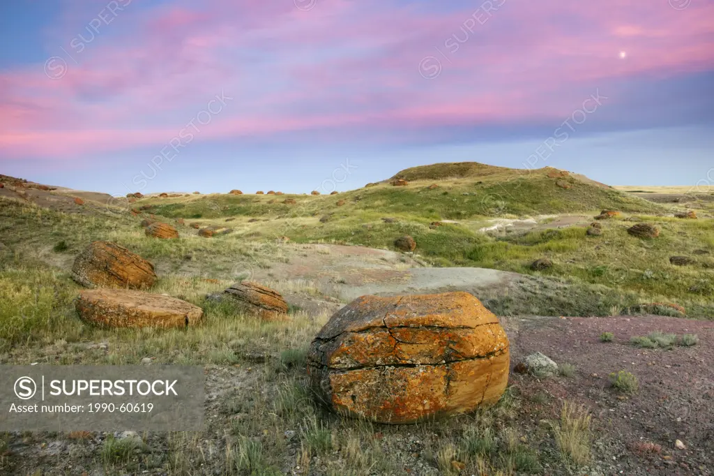 Sandstone concretions in Red Rock Coulee Natural Area, Alberta, Canada