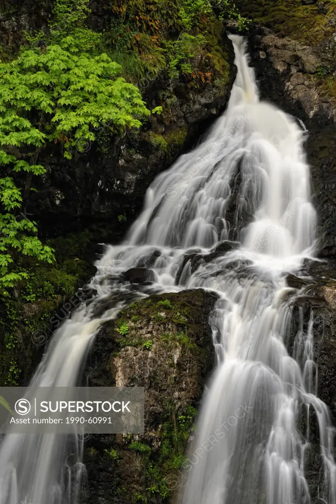 Sitting Lady waterfall on Bilston Creek, Witty´s Bay Preserve, Metchosin, British Columbia, Canada