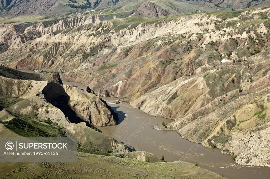 Flying over the Chilcotin Ark and the Fraser River Canyon in British Columbia Canada