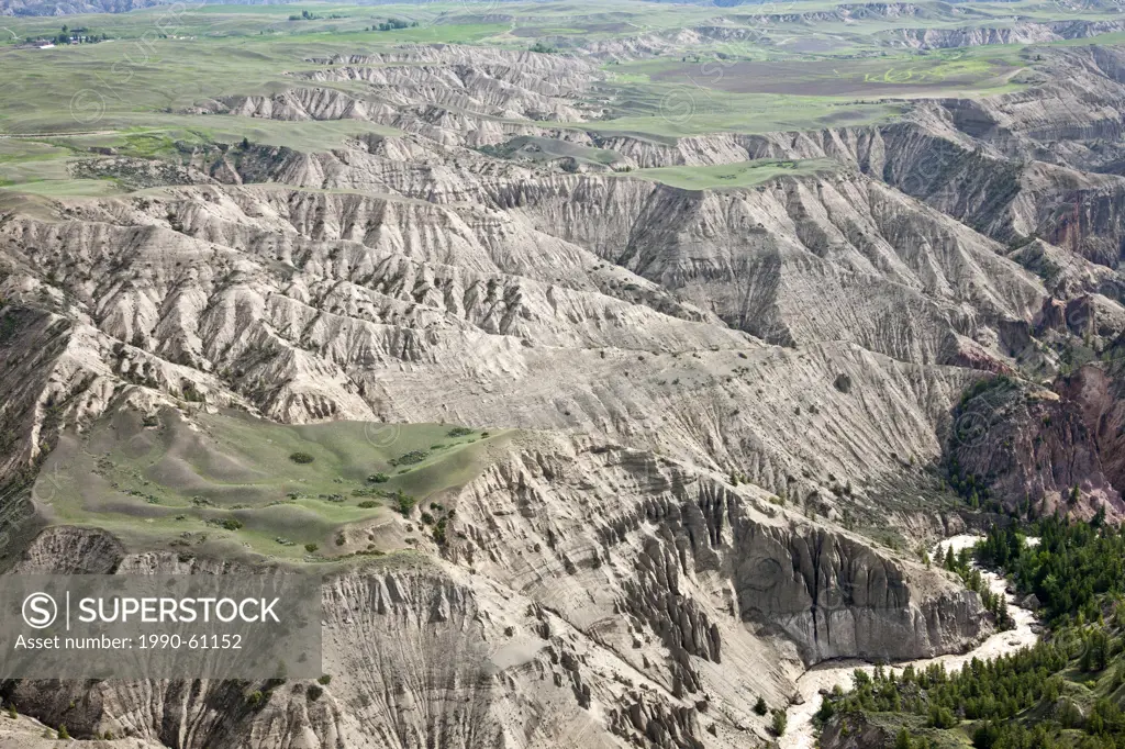 Flying over the Chilcotin Ark and the BC grasslands in British Columbia Canada