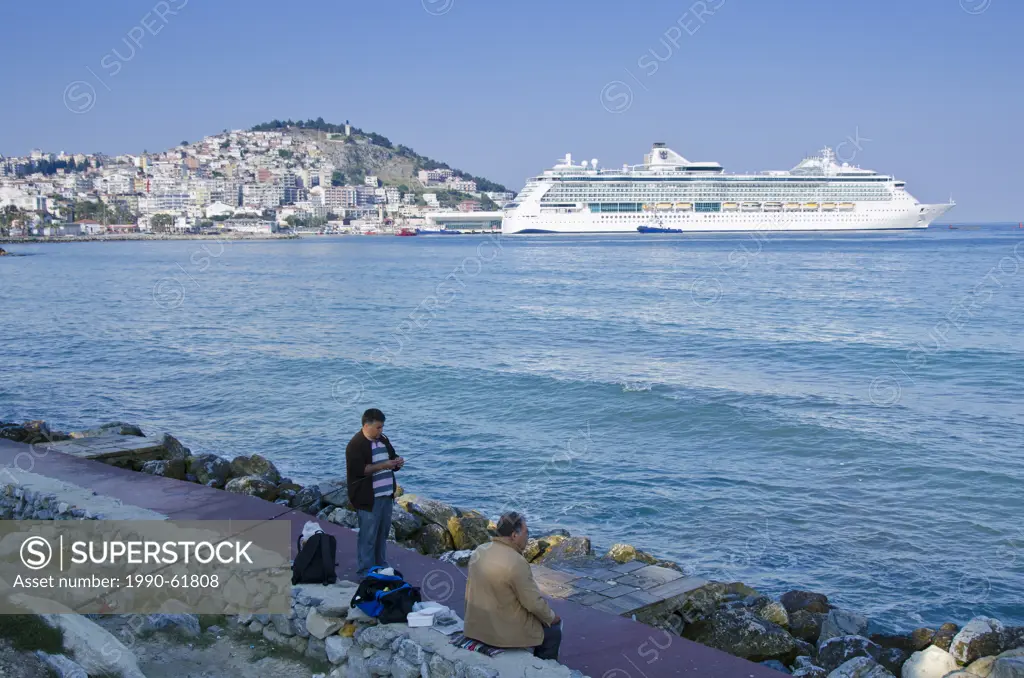 Cruise ship at Kusadasi, a resort town on Turkey´s Aegean coast in Aydin Province