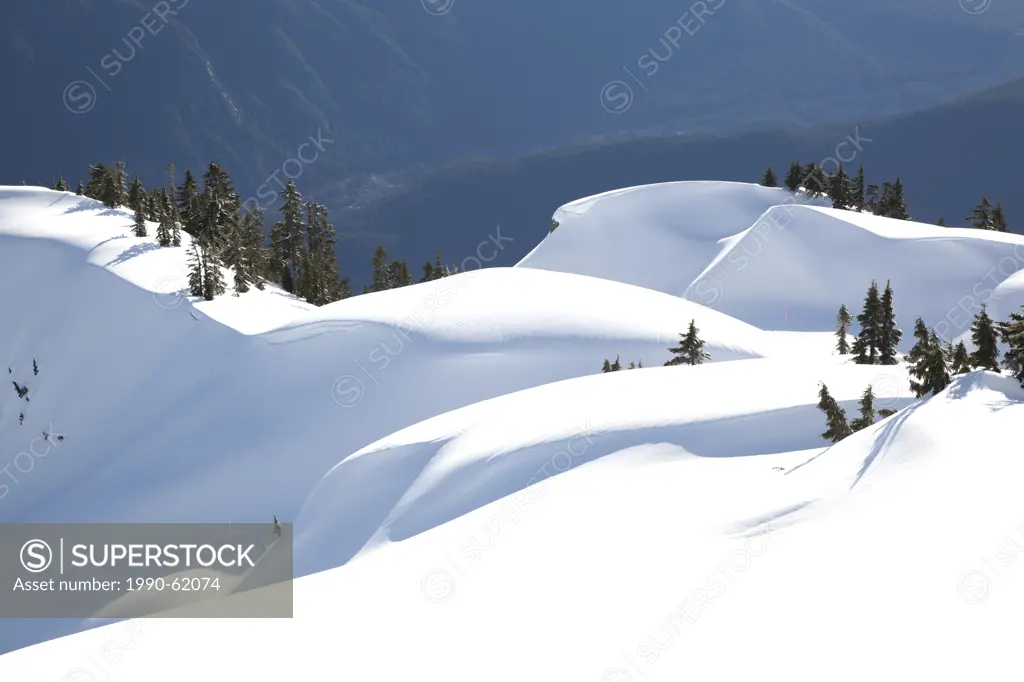 Snow banks at Mount Seymour in North Vancouver, British Columbia, Canada.