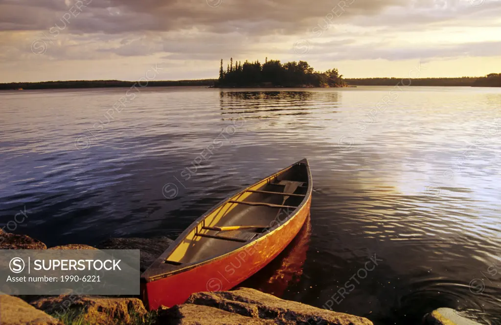 Canoe on Nutimik Lake, Whiteshell Provincial Park, Manitoba, Canada
