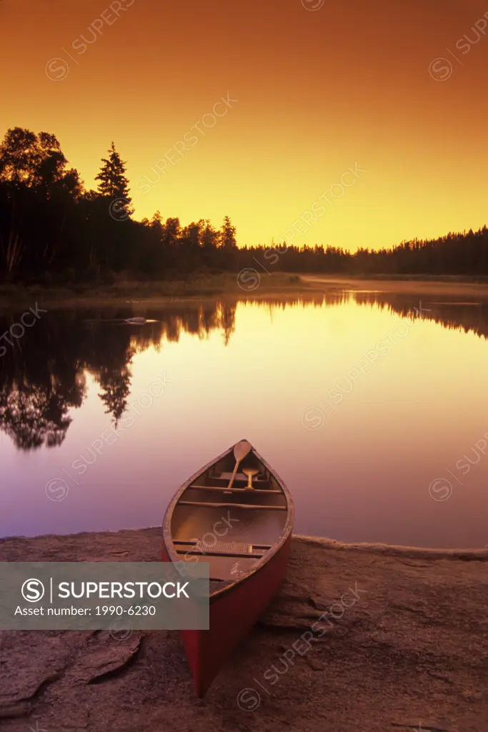 Canoe along Whiteshell River, Whiteshell Provincial Park, Manitoba, Canada