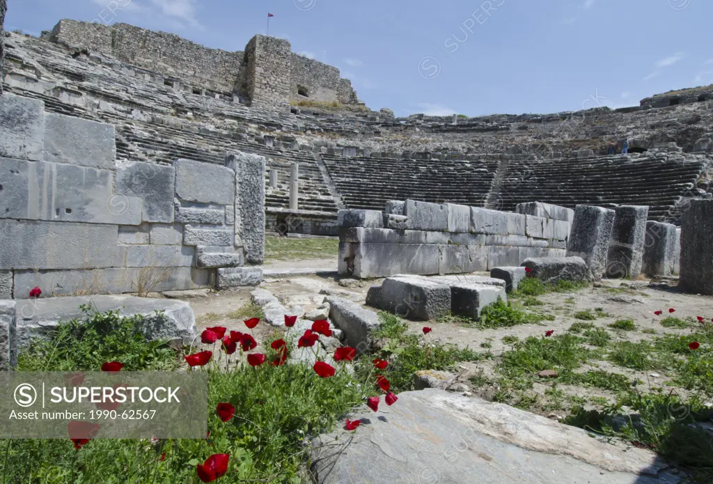 Amphitheatre at Miletus, an ancient Greek city on the western coast of Anatolia, Turkey.