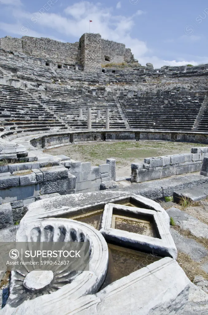 Amphitheatre at Miletus, an ancient Greek city on the western coast of Anatolia, Turkey.