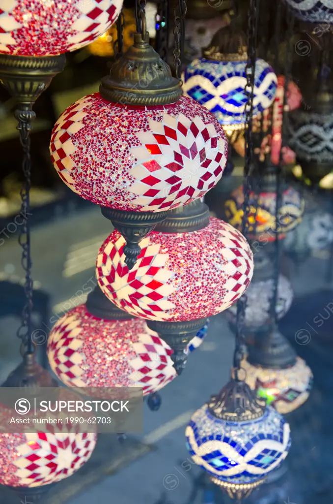 Souvenier lamps in shop, Istanbul, Turkey