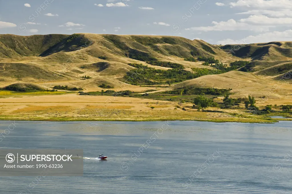 Saskatchewan Landing Provincial Park with Lake Diefenbaker in the background, Saskatchewan, Canada
