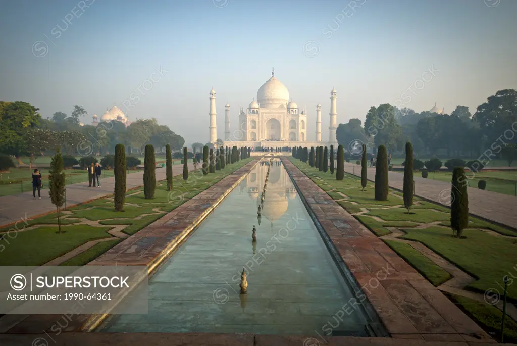 The Taj Mahal shines at sunrise, Agra India