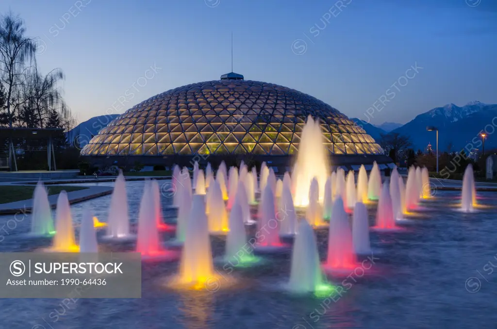 Bloedel Conservatory, fountain, Queen Elizabeth Park, Vancouver British Columbia, Canada