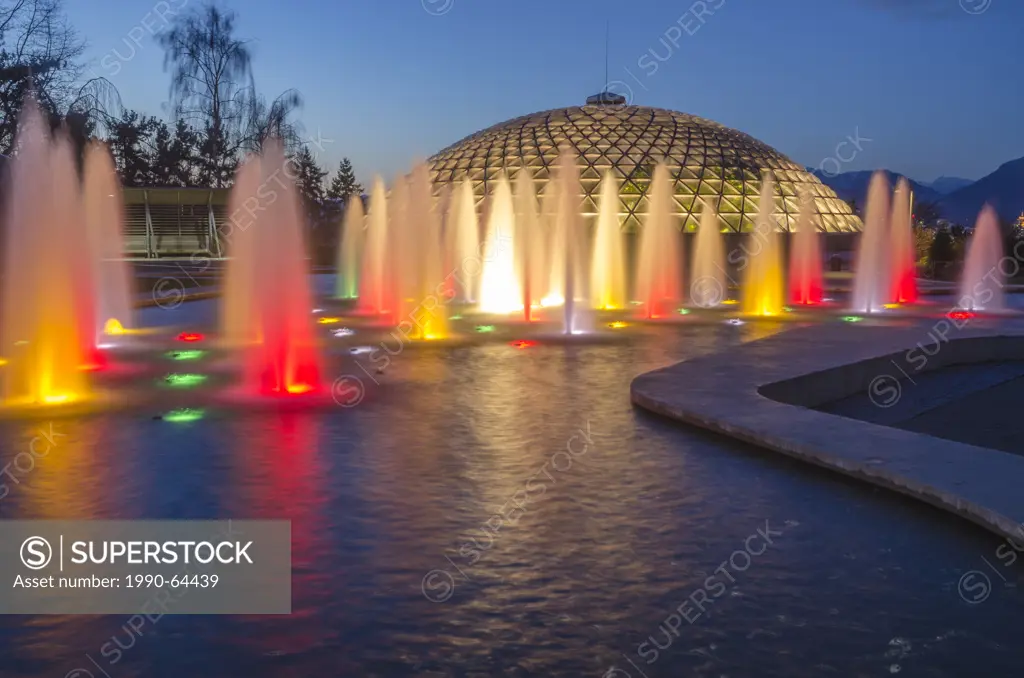 Bloedel Conservatory, fountain, Queen Elizabeth Park, Vancouver British Columbia, Canada