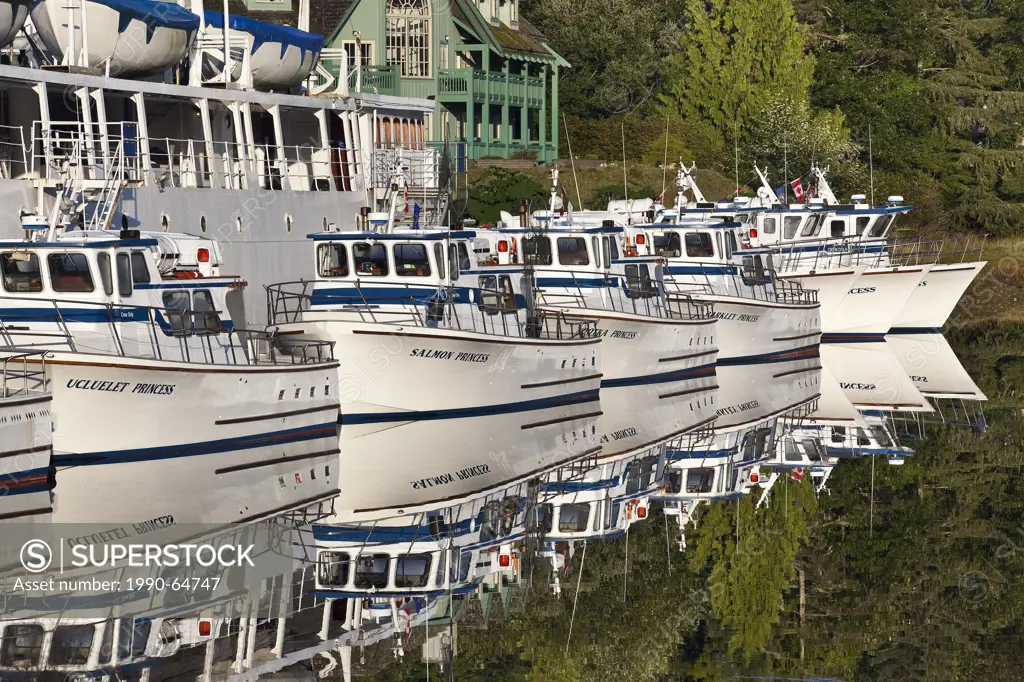 Tour boats in Ucluelet Harbour, Vancouver Island, British Columbia, Canada