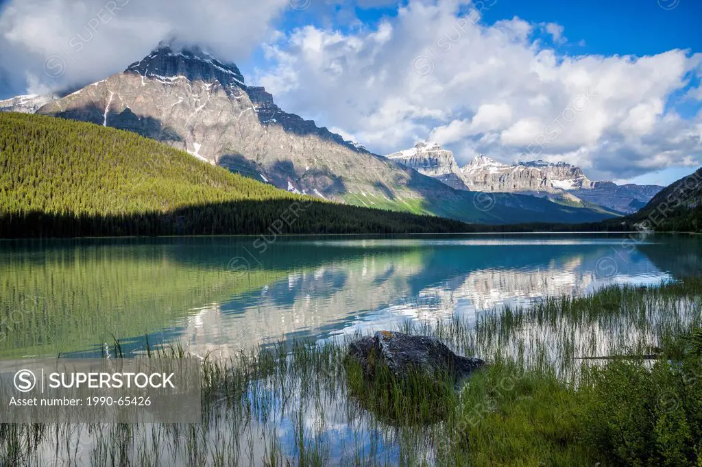 Morning light on Mount Chephren and Lower Waterfoul Lake, Icefields Parkway, Banff National Park, Alberta, Canada