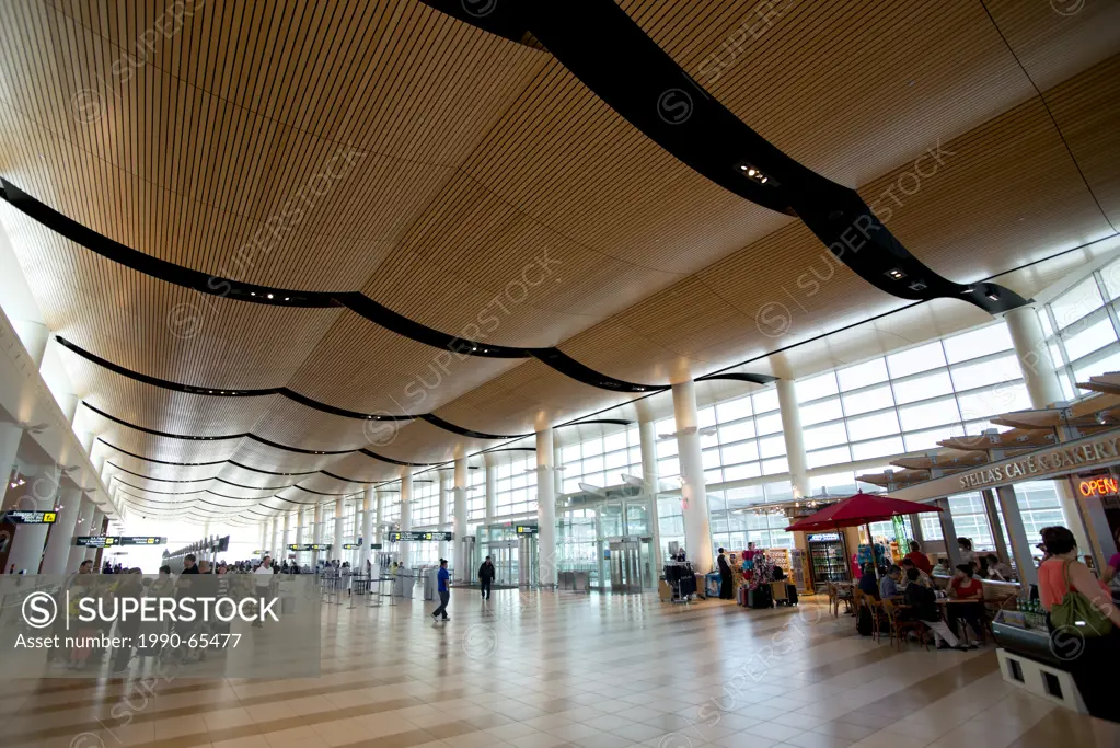 The departures level of Winnipeg James Armstrong Richardson International Airport. Winnipeg, Manitoba, Canada.