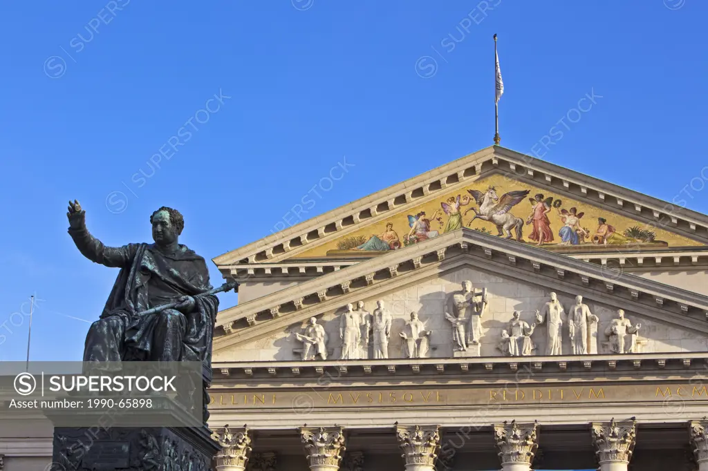 Statue/monument to King Maximilian 1st of Bavaria in Max_Joseph_Platz outside the Nationaltheater München National Theatre Munich, City of München Mun...