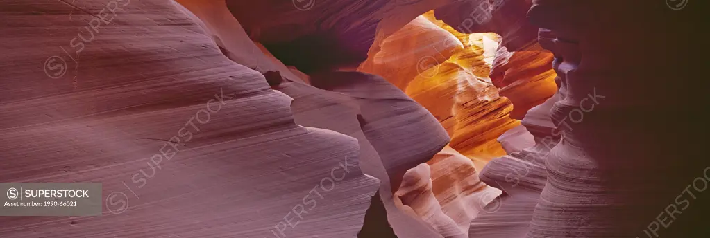 Panorama photo of Lower Antelope Canyon slot canyon near Page, Arizona, USA.