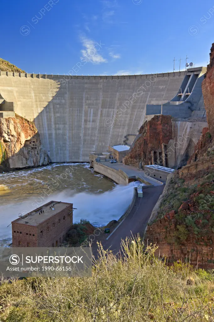Theodore Roosevelt Dam, hydroelectric generating, Apache Trail, Arizona Hwy 88, Arizona, USA