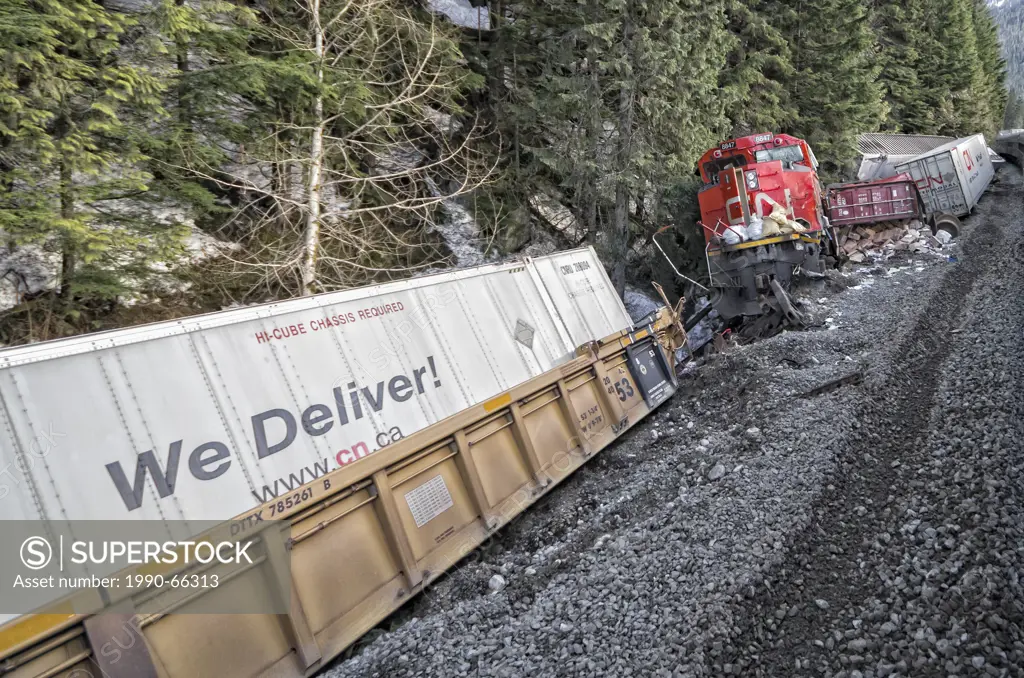 Freight derailment that occured in British Columbia, Canada.