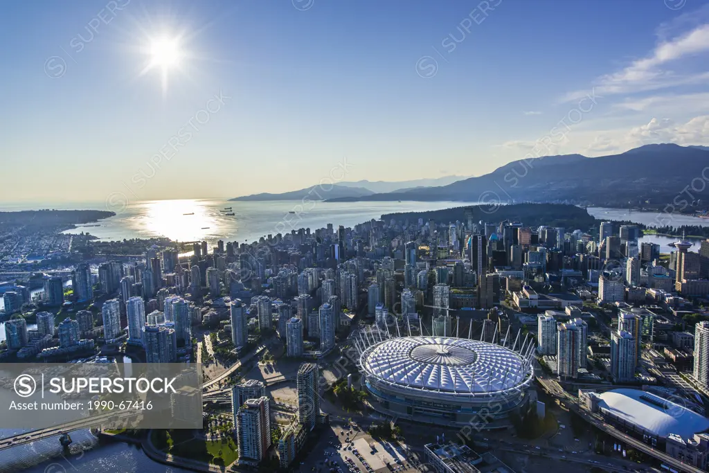 Aerial view over Vancouver, British Columbia,