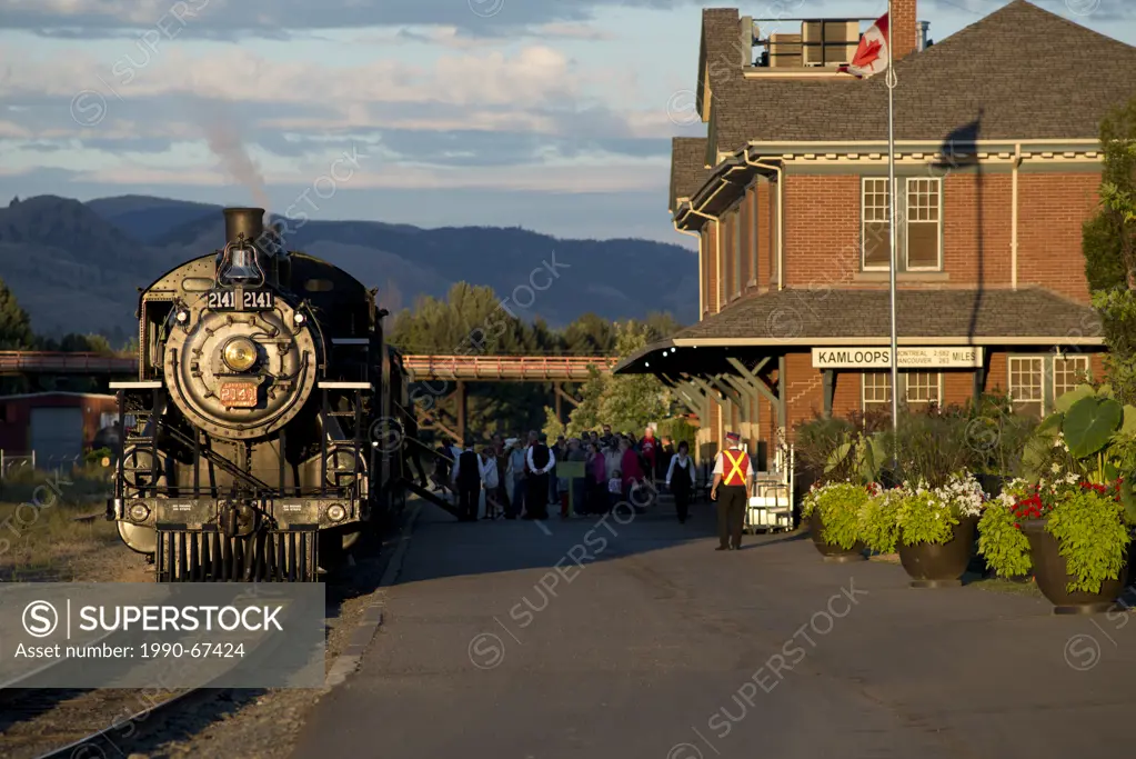 KHR 2141 _ The Spirit of Kamloops steam locomotive prepares for departure in Kamloops, BC, Canada.
