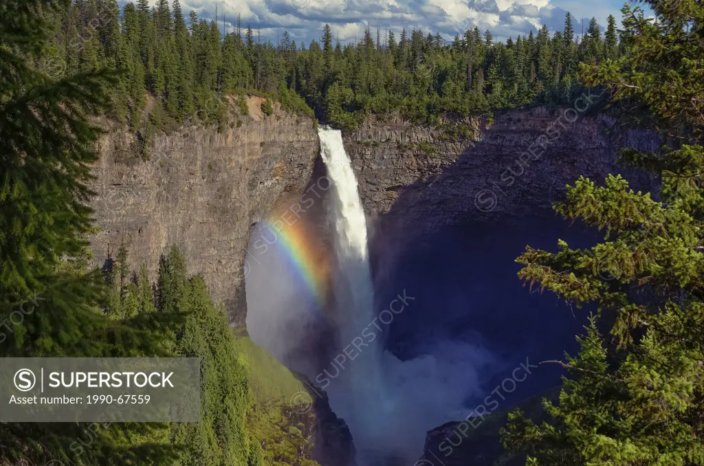 Rainbow formed by mist from Helmcken Falls, Wells Gray Provincial Park, British Columbia, Canada