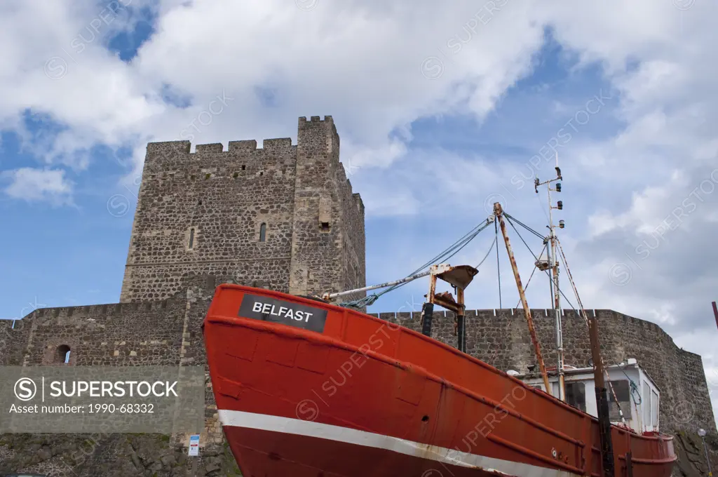 Fishboat Belfast, Carrickfergus Castle, a Norman castle, Carrickfergus, Northern Ireland
