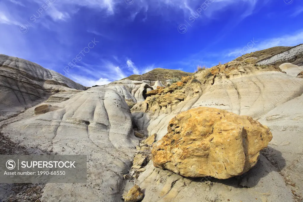 Erosion and rock formations in the Badlands, Drumheller, Alberta, Canada