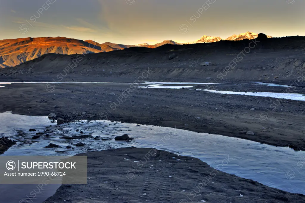Tindfjoell Mountins from Valley of the Eyafjallajoekull Glacier, Iceland