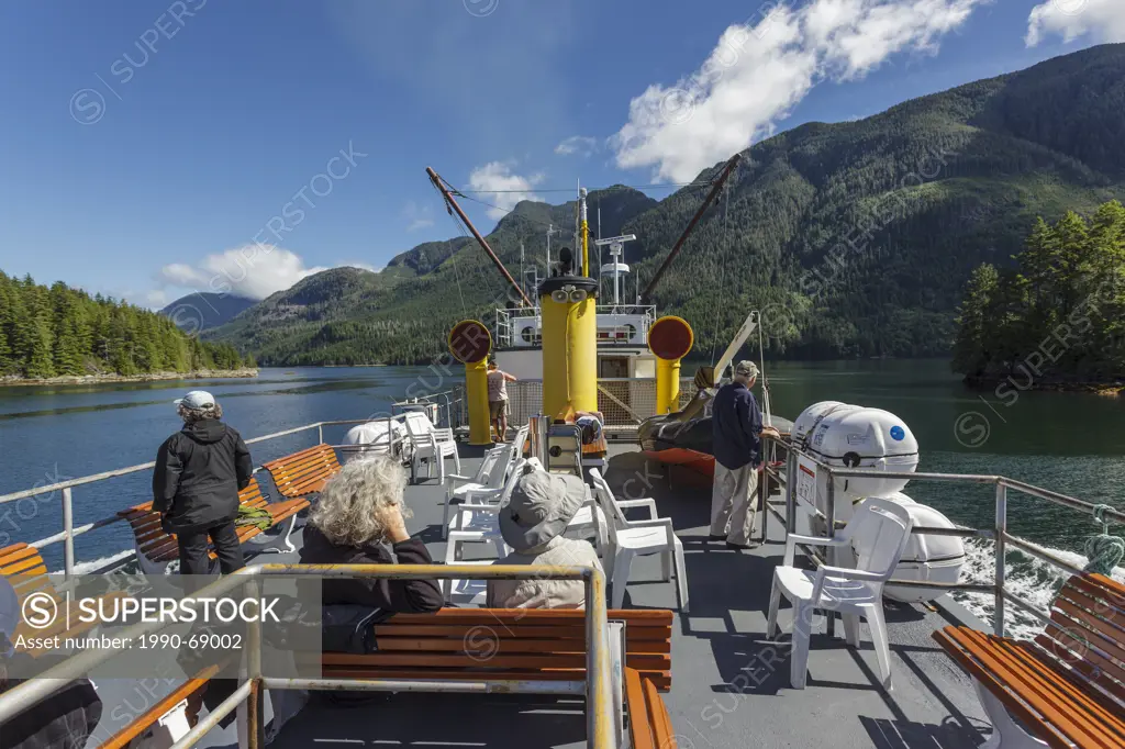Tourists on board the supply boat the Uchuck 111 travelling between Gold River and Friendly Cove along the British Columbia coast. No Release.