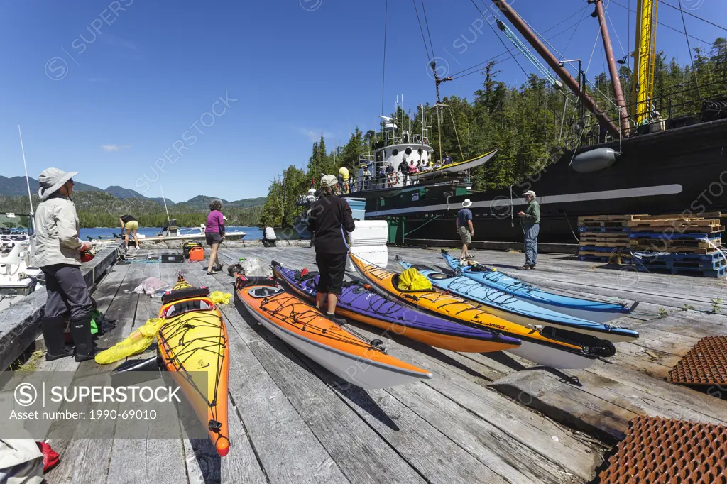 The Uchuck 111 deposits a group of kayakers at Port Eliza on the British Columbia coast of Canada.No Release
