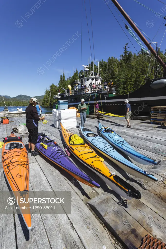The Uchuck 111 deposits a group of kayakers at Port Eliza on the British Columbia coast of Canada.No Release