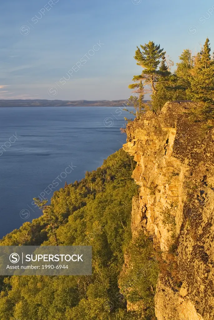 Over-looking Thunder Bay on Lake Superior from a towering escarpment in Sleeping Giant Provincial Park  Pass Lake, Ontario, Canada
