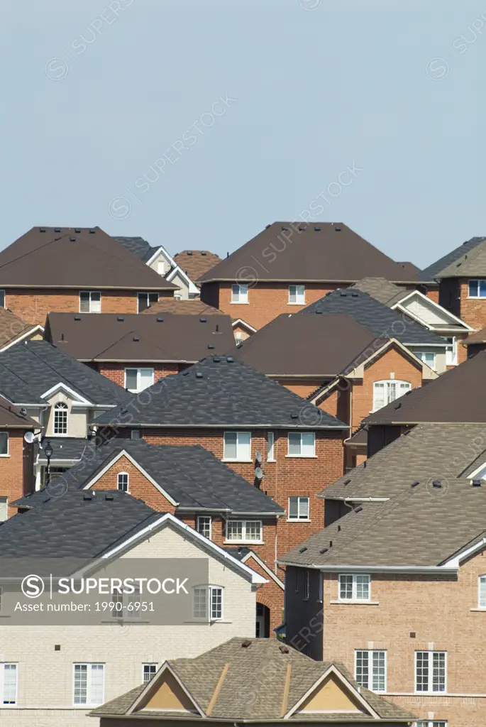 Subdivision rooftops in Newmarket, Ontario, Canada