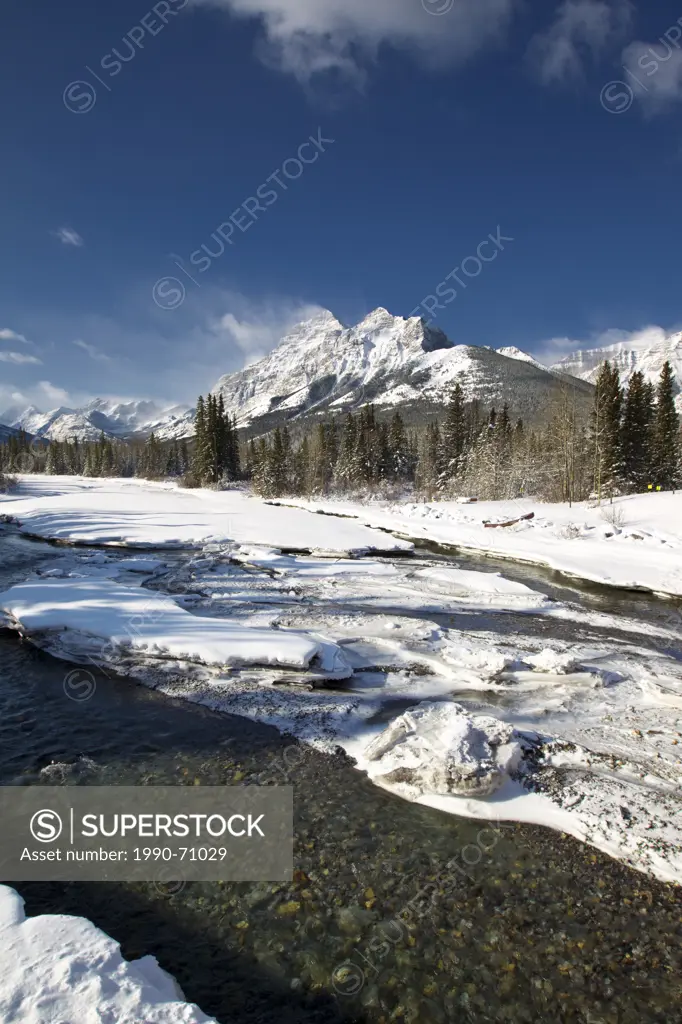 Mount Kidd in winter, Kananaskis Provincial Park, Alberta, Canada